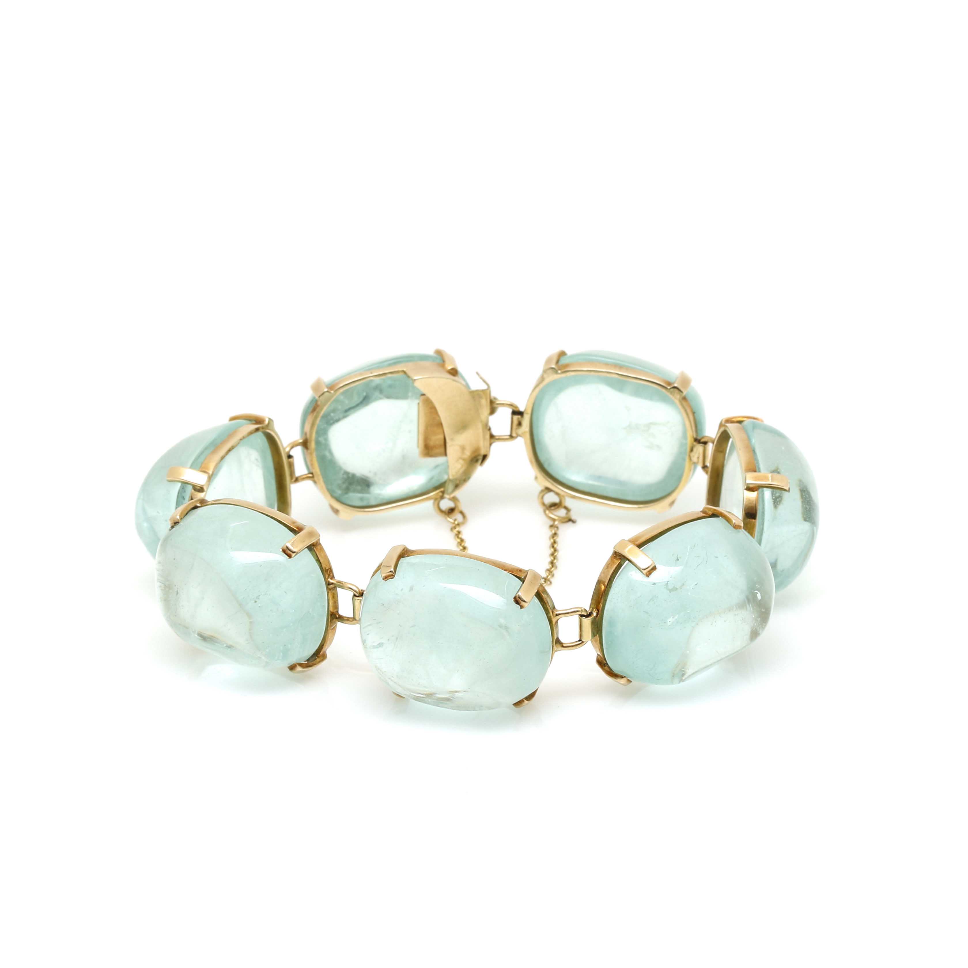 14K Yellow Gold 350.00 CTW Aquamarine Bracelet