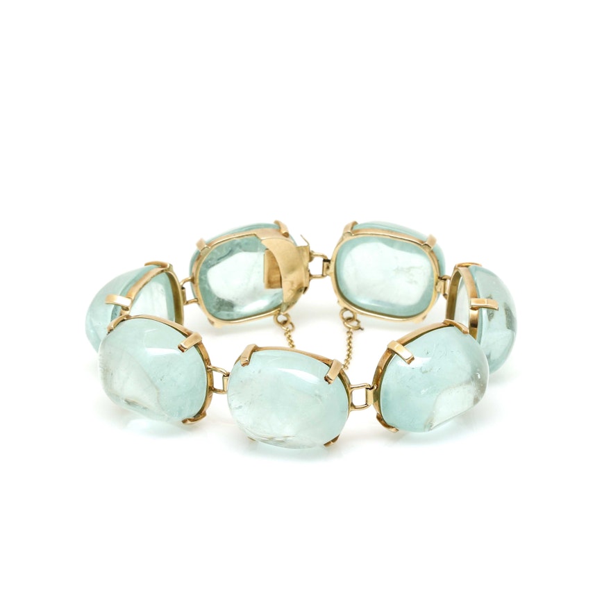 14K Yellow Gold 350.00 CTW Aquamarine Bracelet