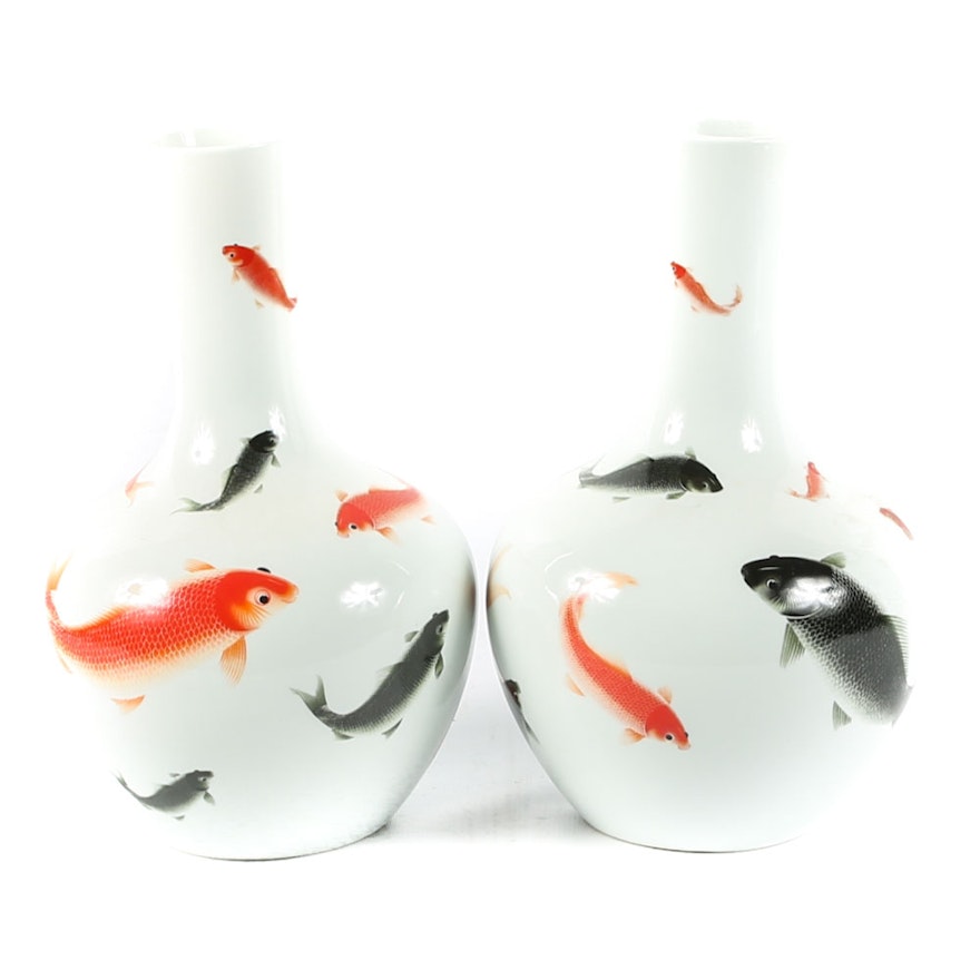 Chinese Ceramic Koi Fish Vases