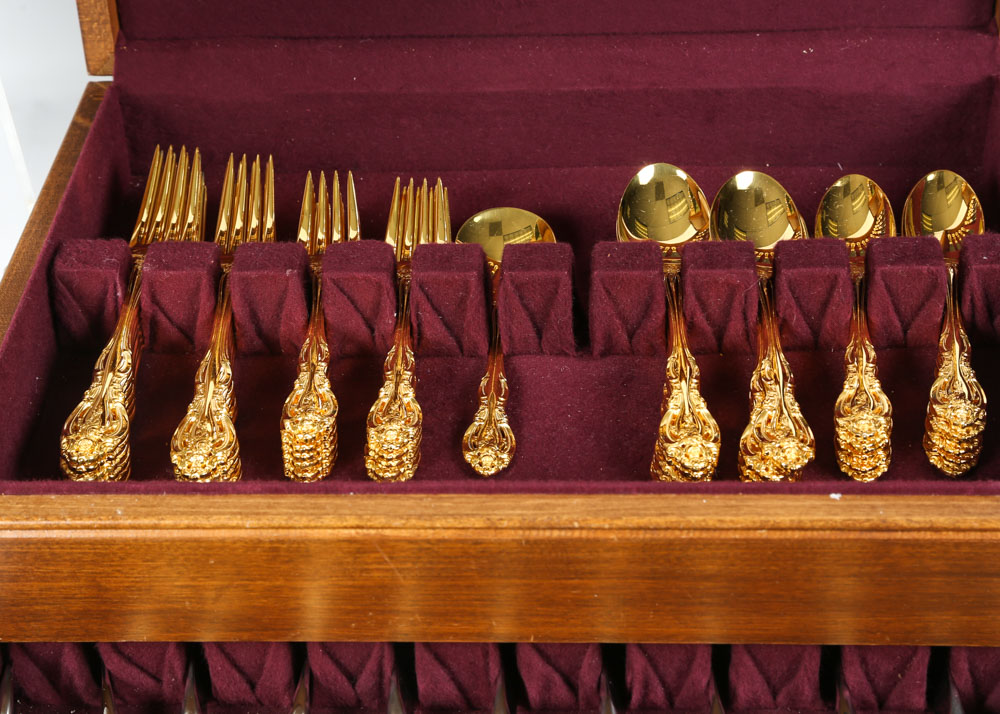 Gorham "La Scala" Gold Plated Sterling Silver Flatware