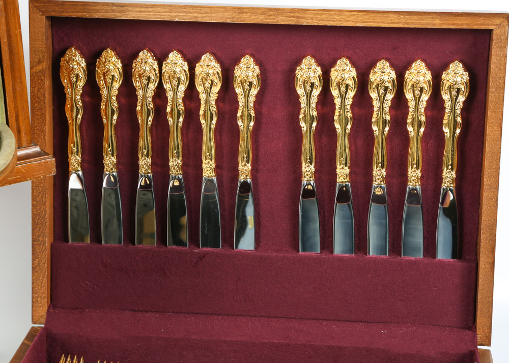 Gorham "La Scala" Gold Plated Sterling Silver Flatware