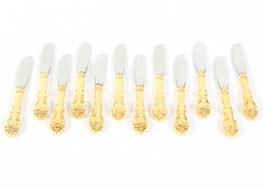 Gorham "La Scala" Gold Plated Sterling Silver Flatware