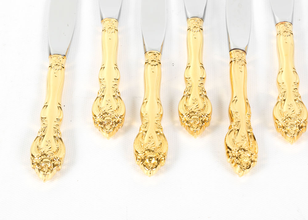 Gorham "La Scala" Gold Plated Sterling Silver Flatware