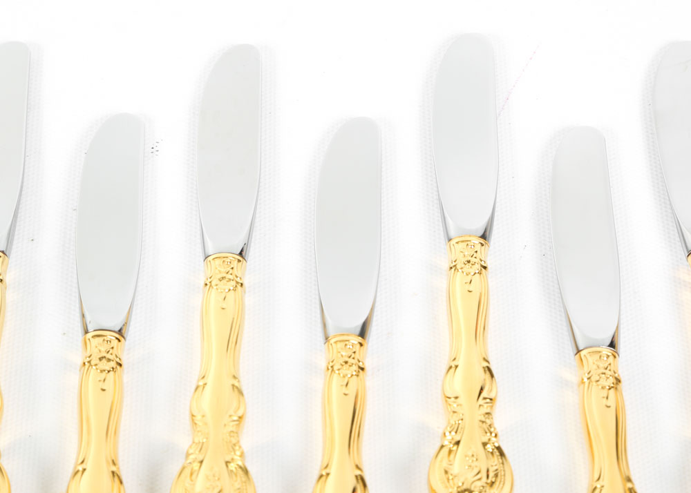 Gorham "La Scala" Gold Plated Sterling Silver Flatware