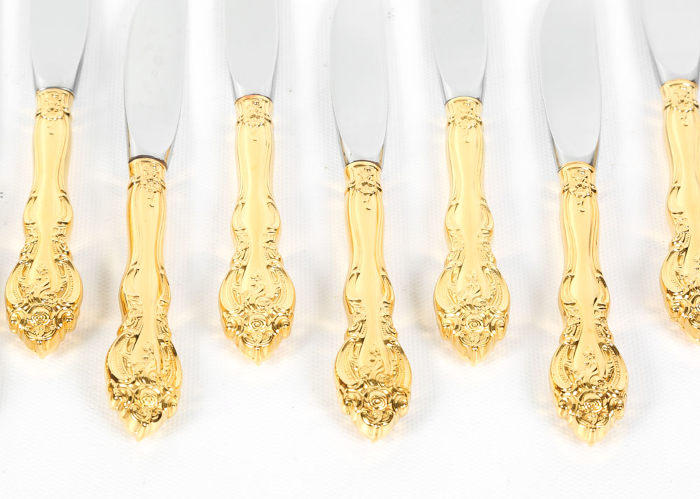Gorham "La Scala" Gold Plated Sterling Silver Flatware