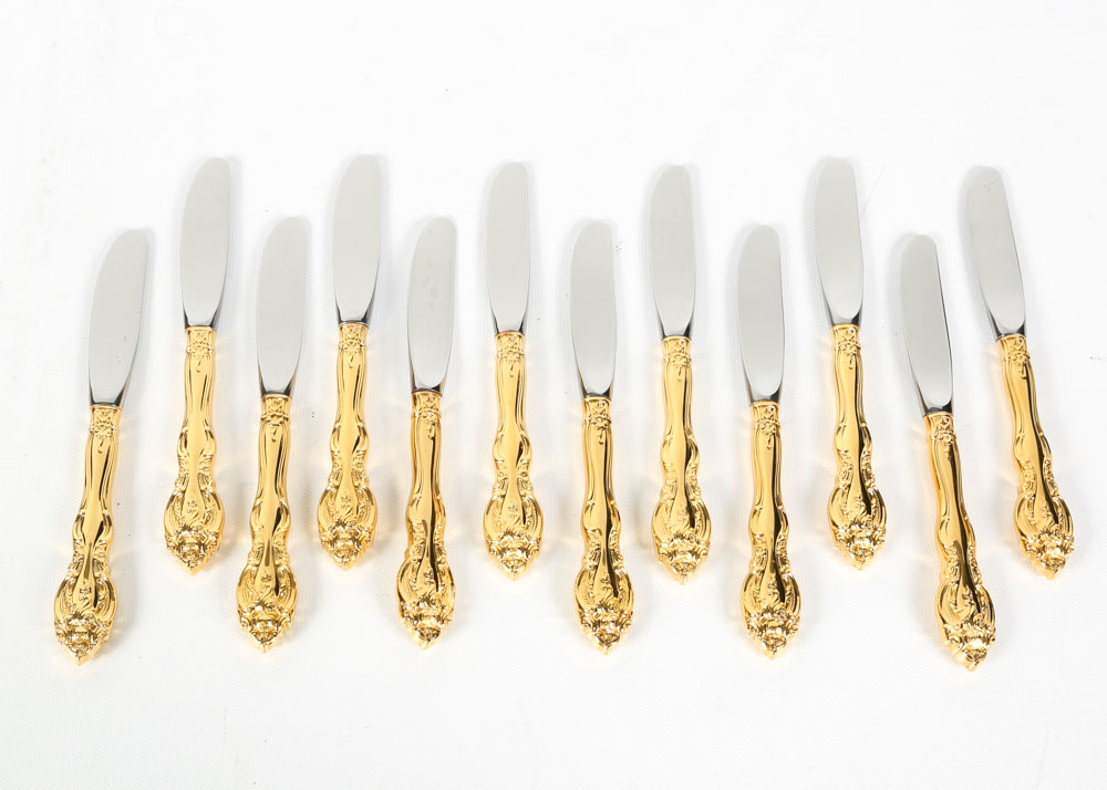 Gorham "La Scala" Gold Plated Sterling Silver Flatware