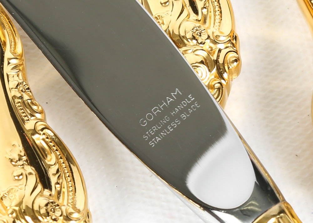 Gorham "La Scala" Gold Plated Sterling Silver Flatware