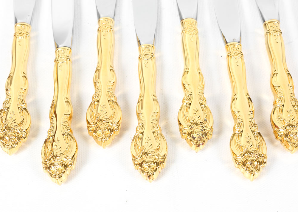 Gorham "La Scala" Gold Plated Sterling Silver Flatware