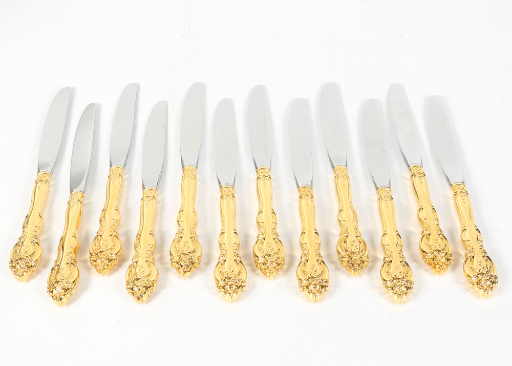 Gorham "La Scala" Gold Plated Sterling Silver Flatware