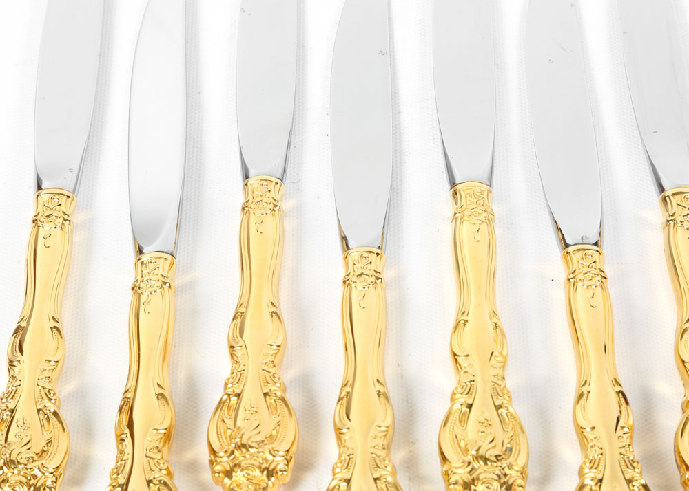 Gorham "La Scala" Gold Plated Sterling Silver Flatware