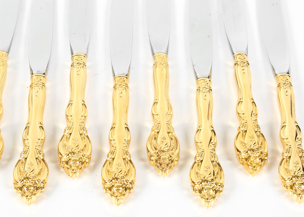 Gorham "La Scala" Gold Plated Sterling Silver Flatware
