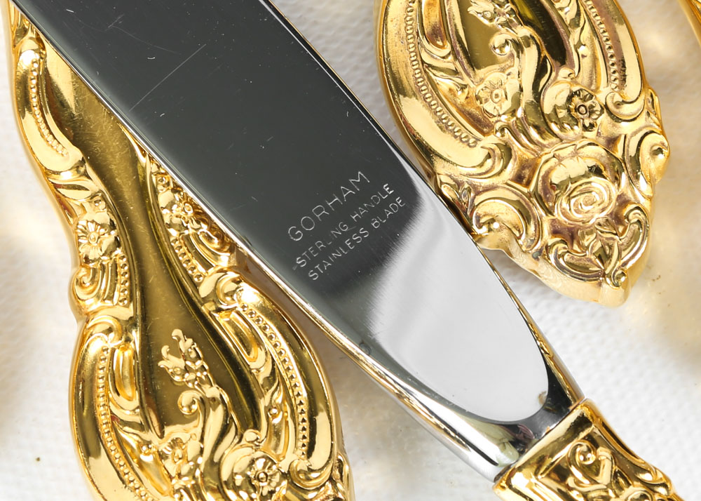 Gorham "La Scala" Gold Plated Sterling Silver Flatware
