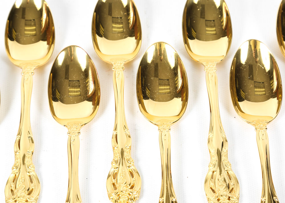 Gorham "La Scala" Gold Plated Sterling Silver Flatware