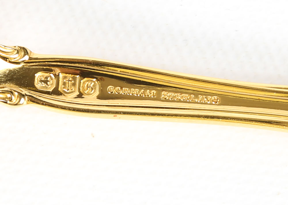 Gorham "La Scala" Gold Plated Sterling Silver Flatware