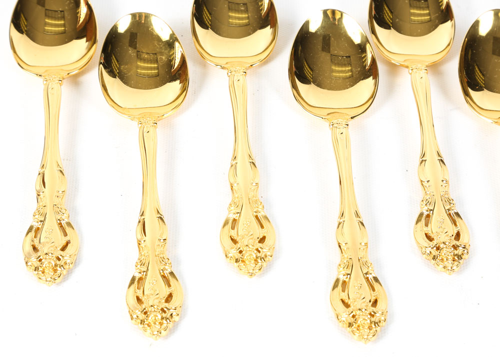 Gorham "La Scala" Gold Plated Sterling Silver Flatware
