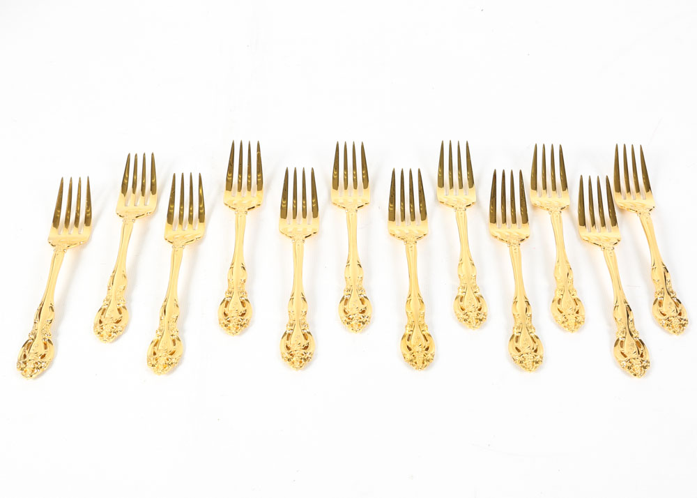Gorham "La Scala" Gold Plated Sterling Silver Flatware