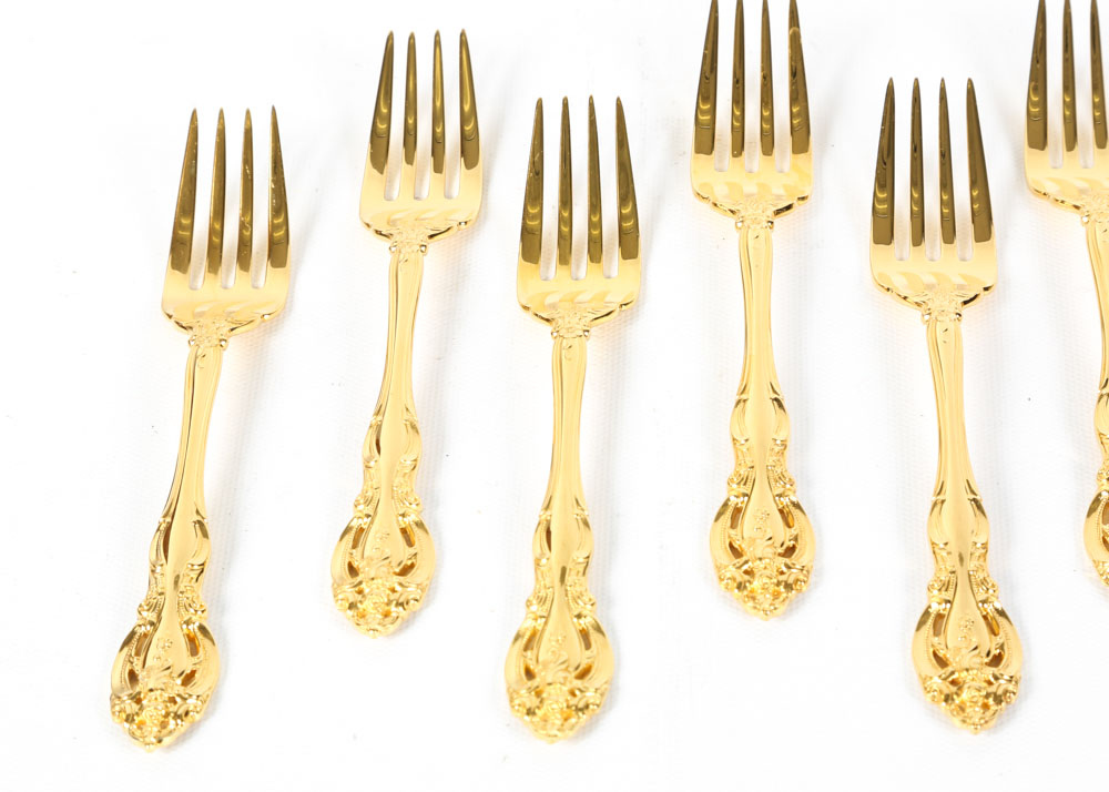 Gorham "La Scala" Gold Plated Sterling Silver Flatware