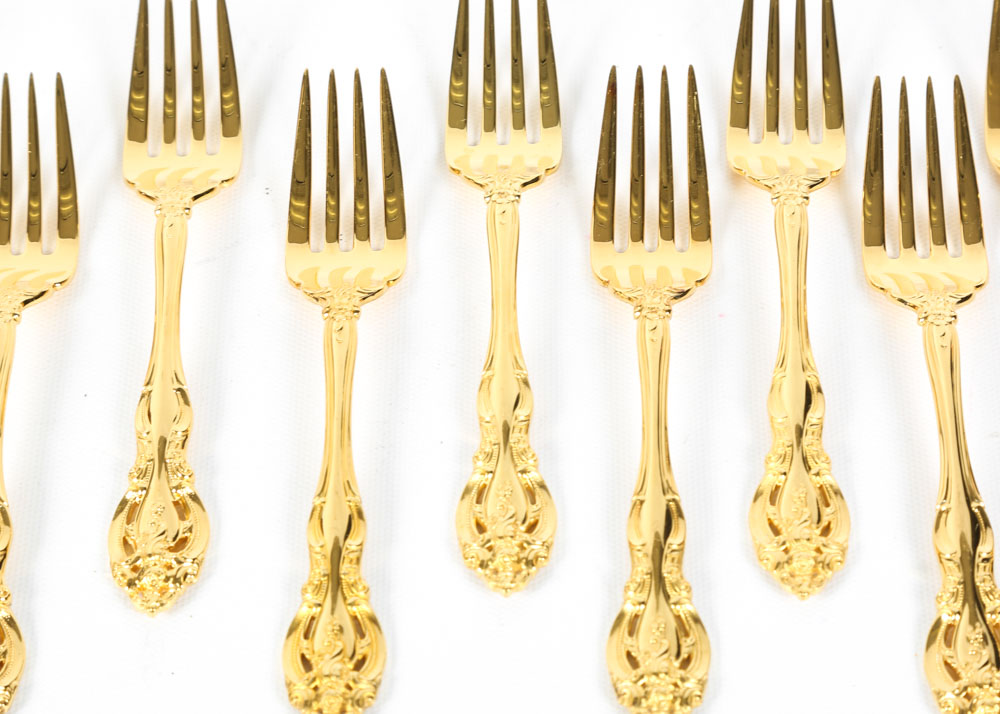 Gorham "La Scala" Gold Plated Sterling Silver Flatware
