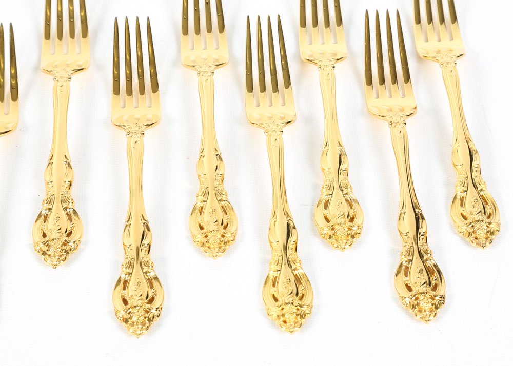 Gorham "La Scala" Gold Plated Sterling Silver Flatware