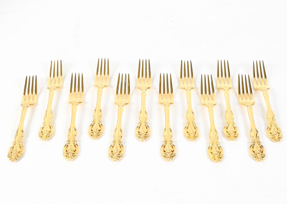 Gorham "La Scala" Gold Plated Sterling Silver Flatware