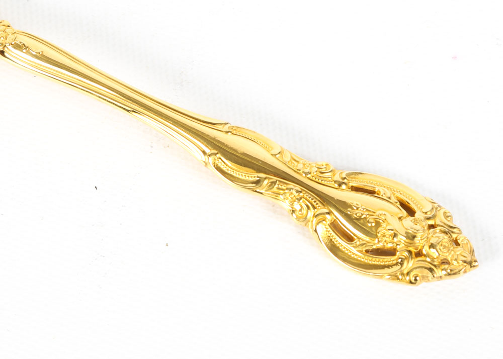 Gorham "La Scala" Gold Plated Sterling Silver Flatware