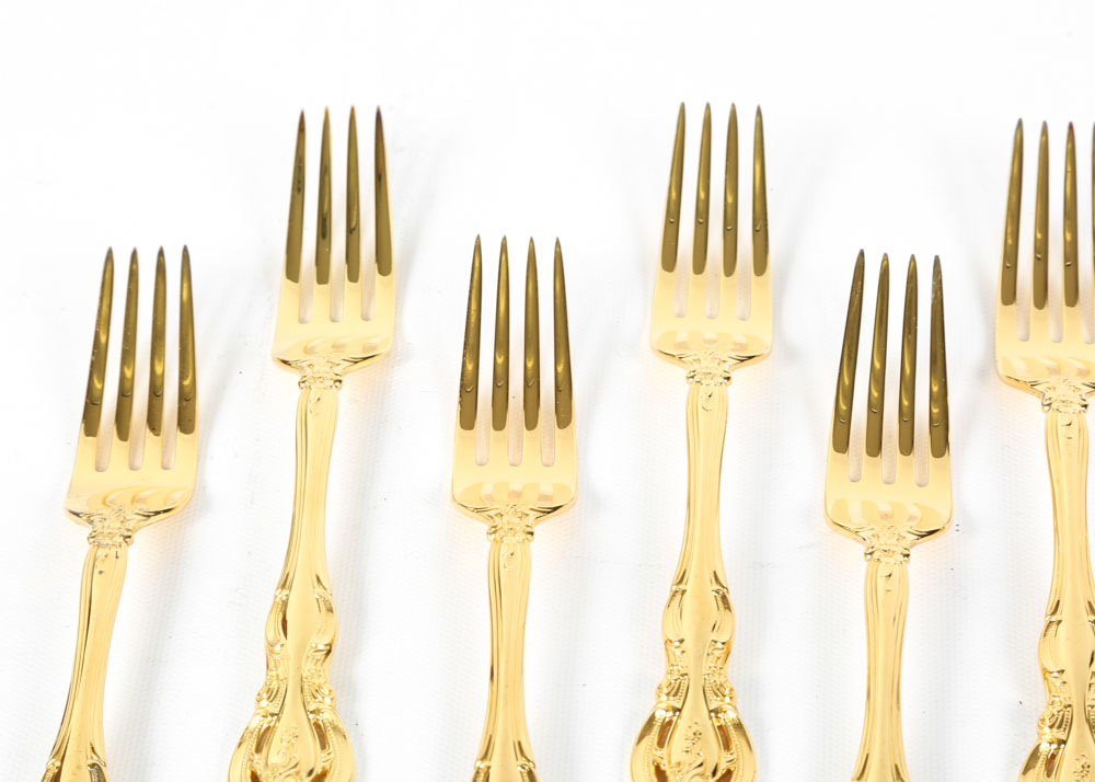 Gorham "La Scala" Gold Plated Sterling Silver Flatware