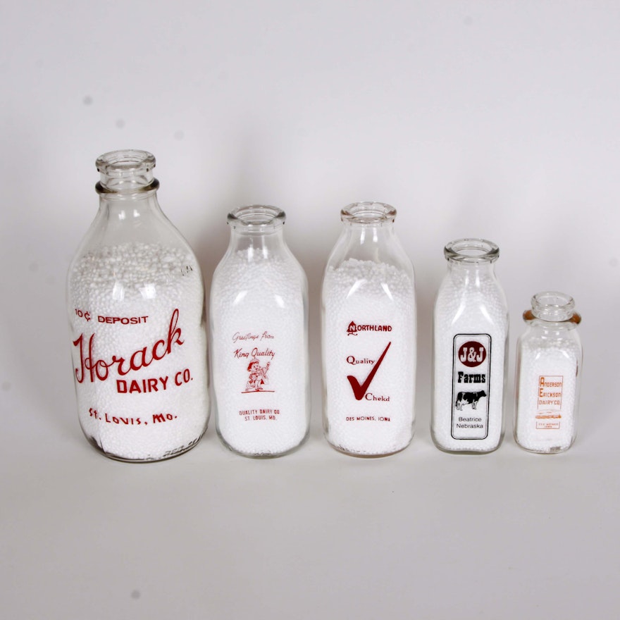 Assorted Vintage Milk Bottles