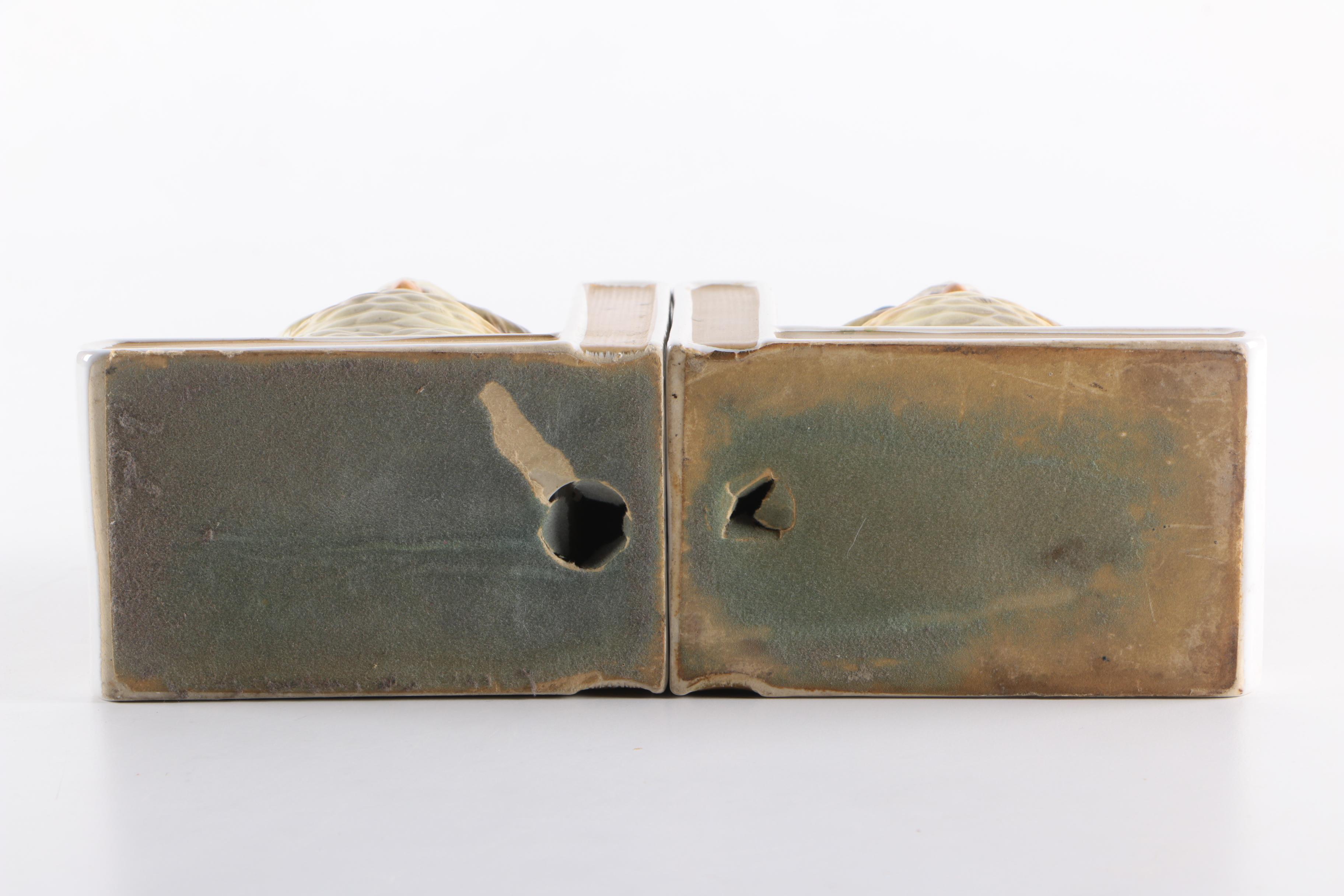 Vintage Lefton Ceramic Owls on Books Bookends