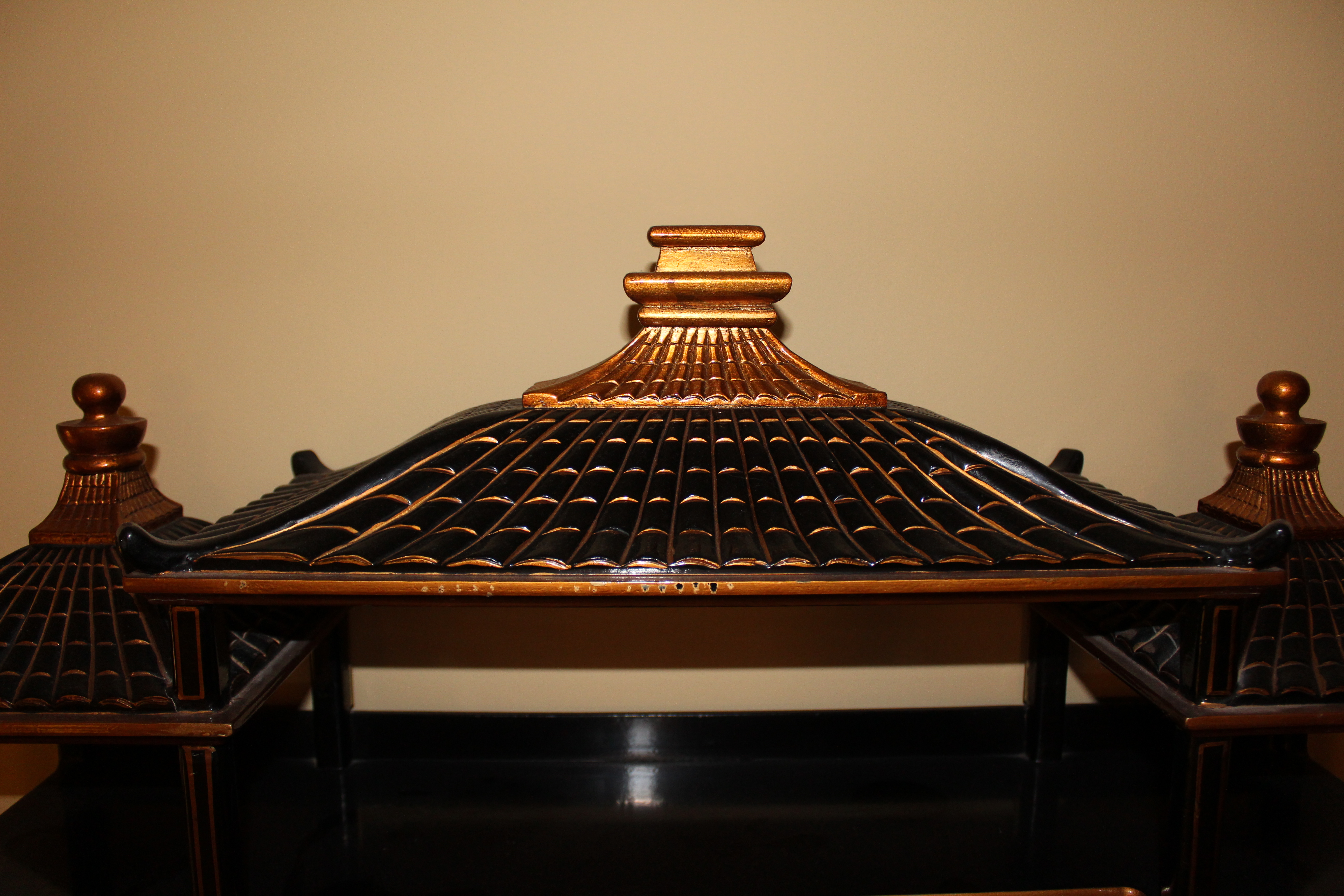 Asian Influence Black and Gold Wall Shelf