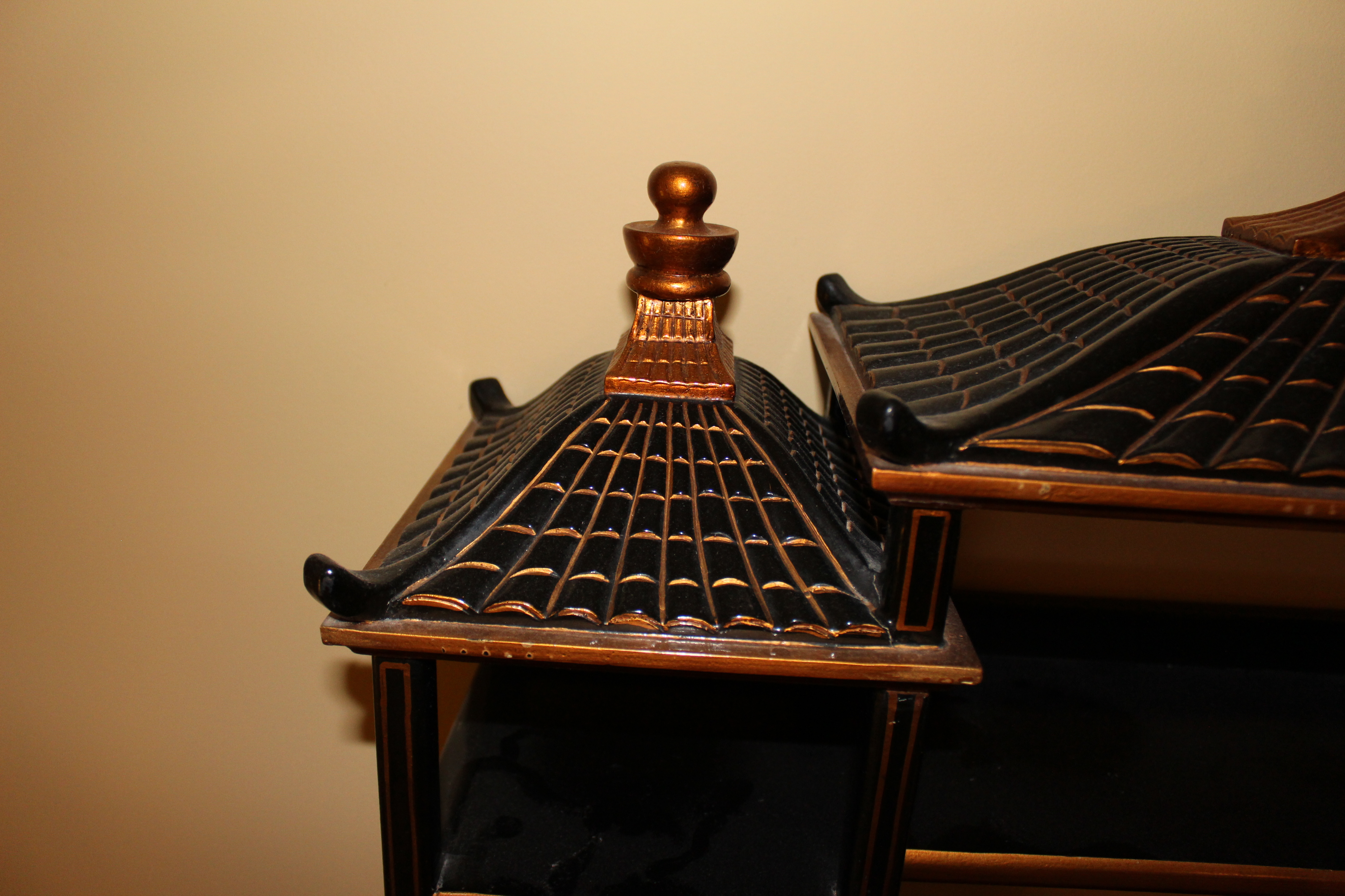 Asian Influence Black and Gold Wall Shelf