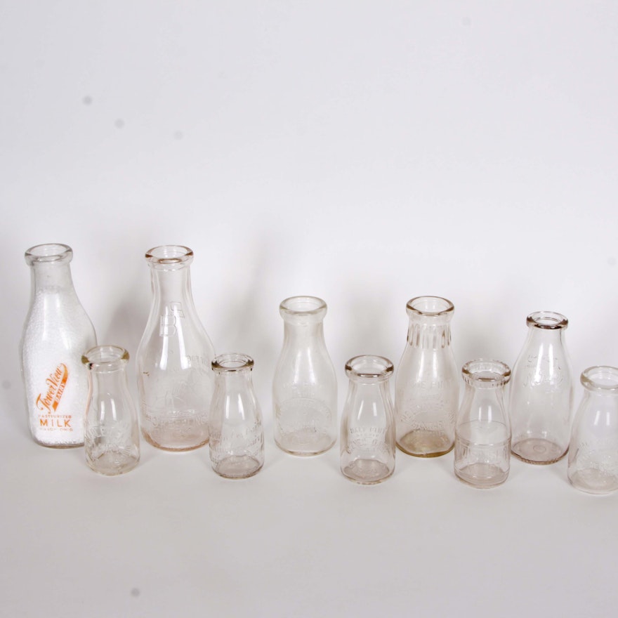 Collection of Vintage Southern Ohio Milk Bottles