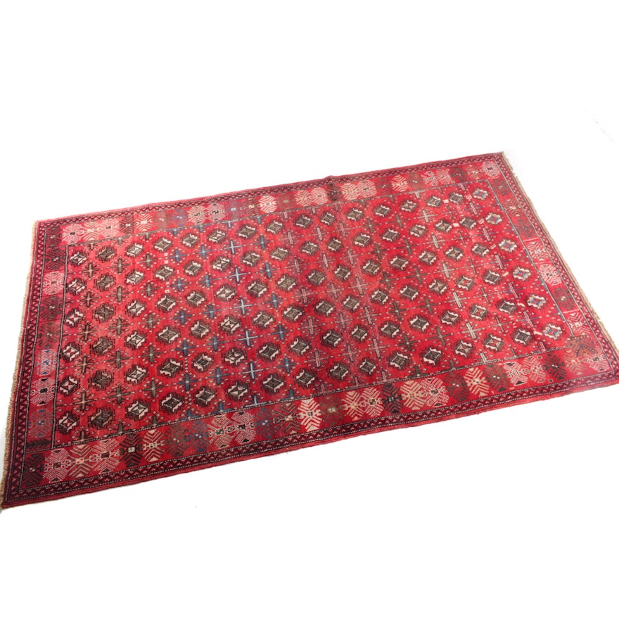 Vintage Hand-Knotted Persian Turkmen Rug