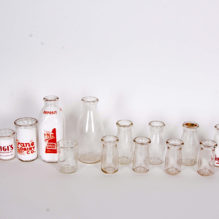 Collection of Vintage Upstate New York Milk Bottles