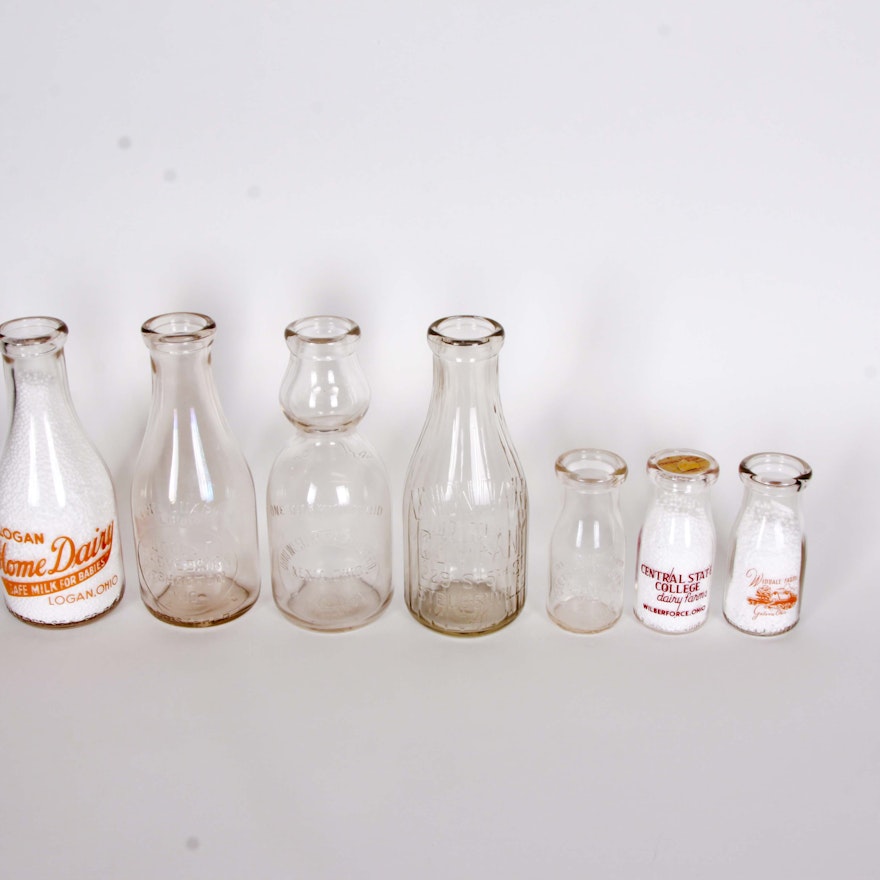 Collection of Vintage Eastern Ohio Dairy Bottles