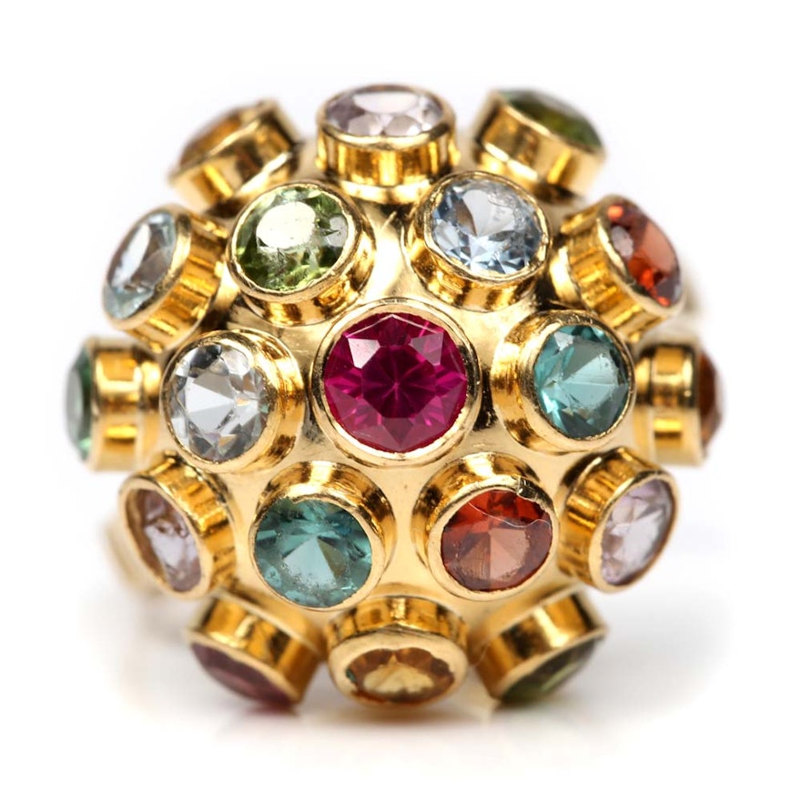 H. Stern 18K Yellow Gold Multi-Gemstone "Sputnik" Dome Ring