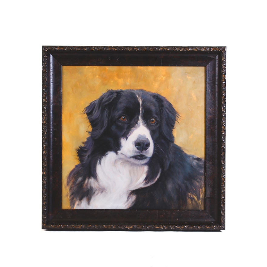 Contemporary Oil Painting of Bernese Mountain Dog