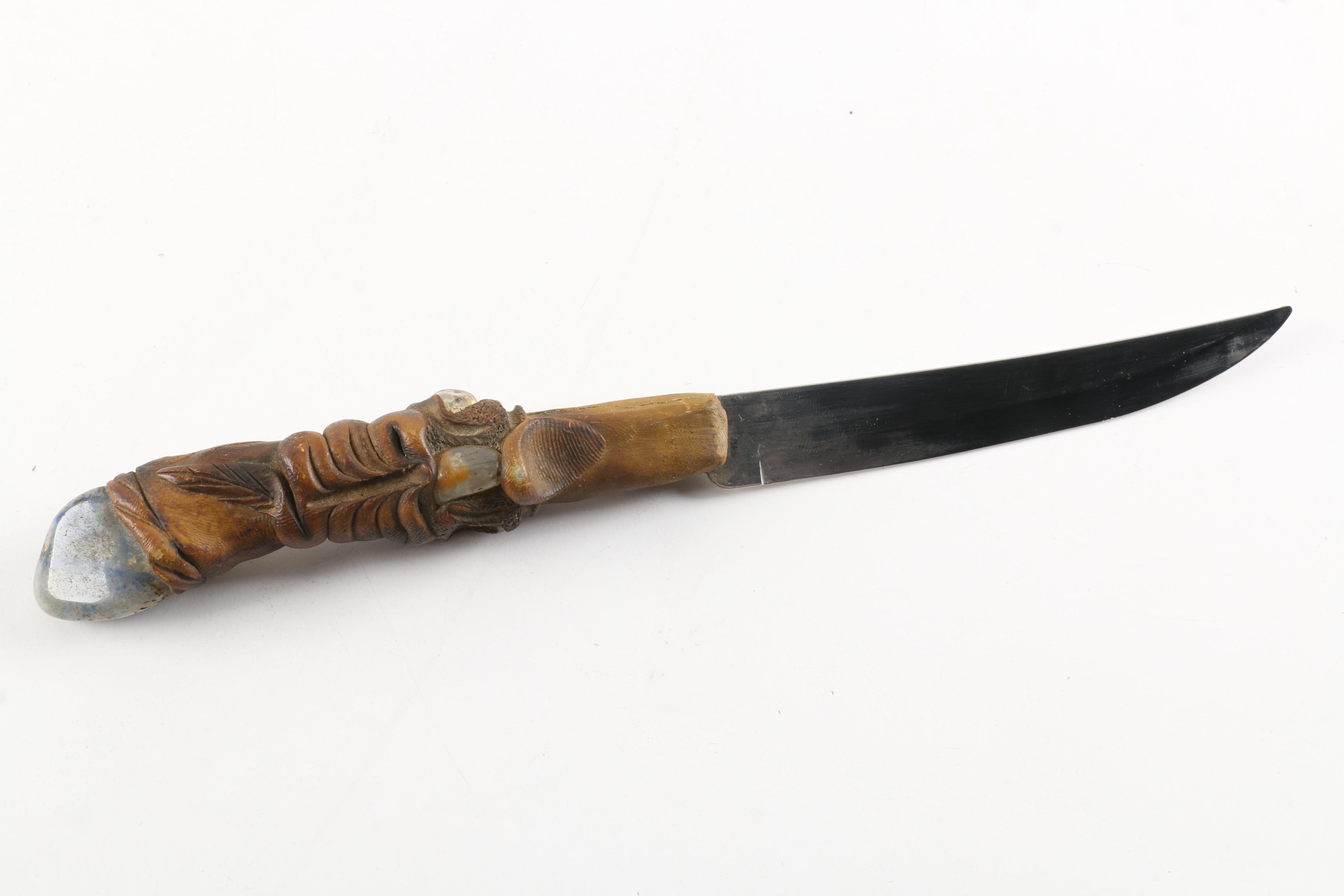 Tramontina Knife with Ceramic Fantasy Inspired Handle and Scabbard