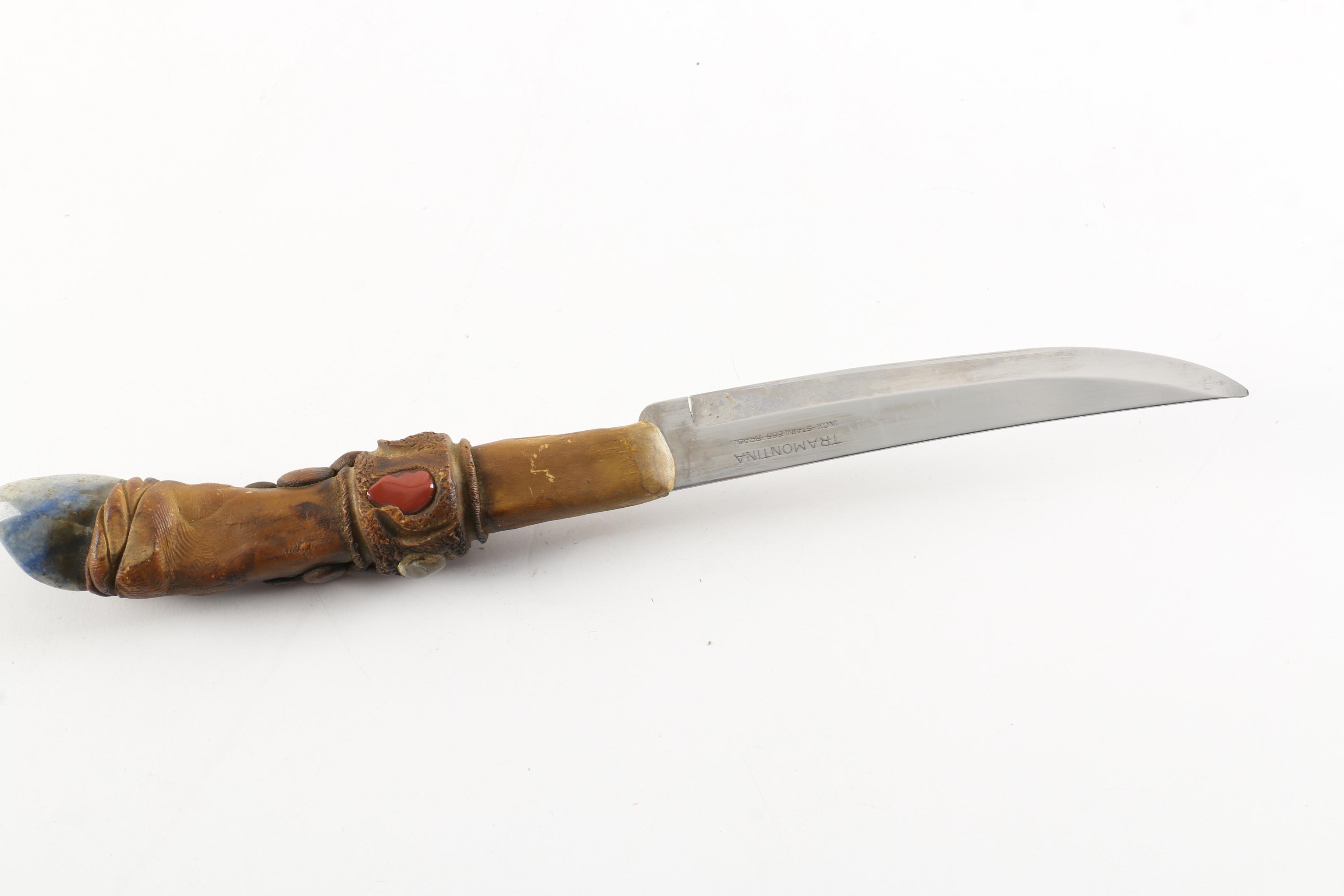 Tramontina Knife with Ceramic Fantasy Inspired Handle and Scabbard