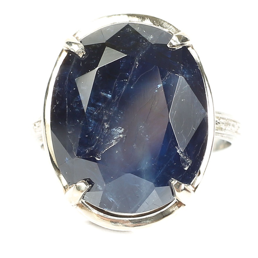 Platinum 13.86 CT Sapphire Ring