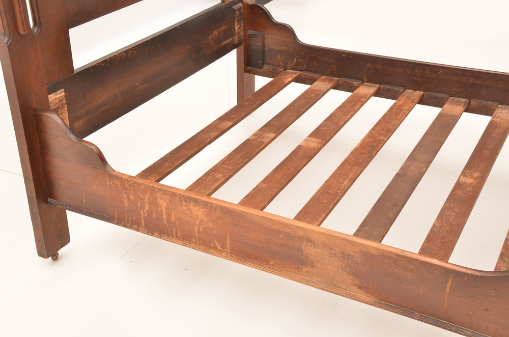 Circa 1870s Mitchell & Rammelsberg Antique Carved Walnut Full Bed Frame