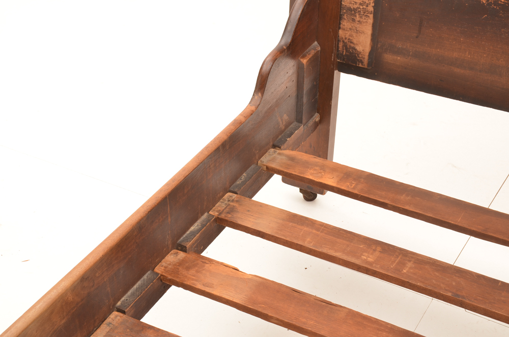 Circa 1870s Mitchell & Rammelsberg Antique Carved Walnut Full Bed Frame