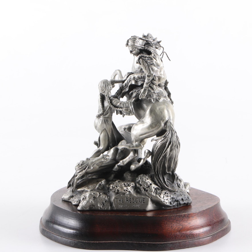Donald Polland 1975 Pewter Sculpture "The Rescue"