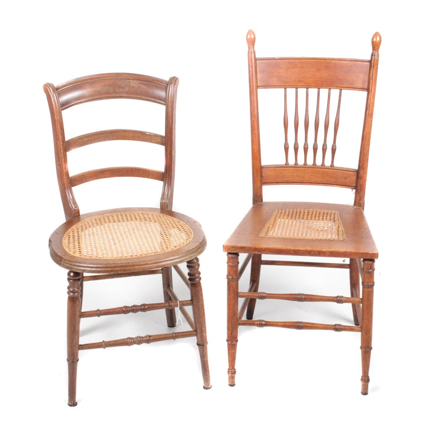 Two Antique Chairs with Cane Seats