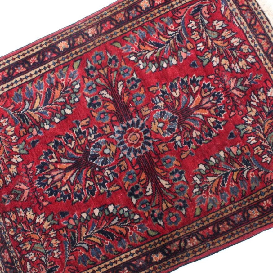 Hand-Knotted Persian Sarouk Accent Rug