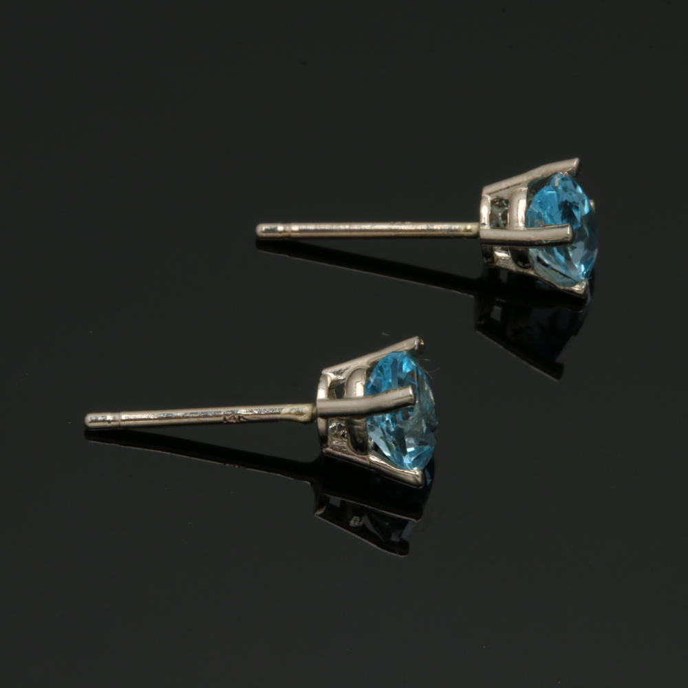 14K White Gold Topaz Earrings