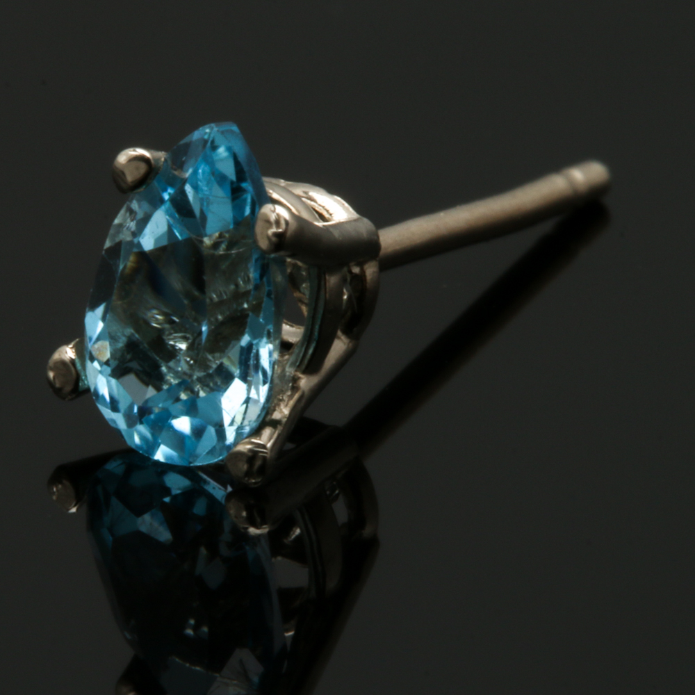 14K White Gold Topaz Earrings