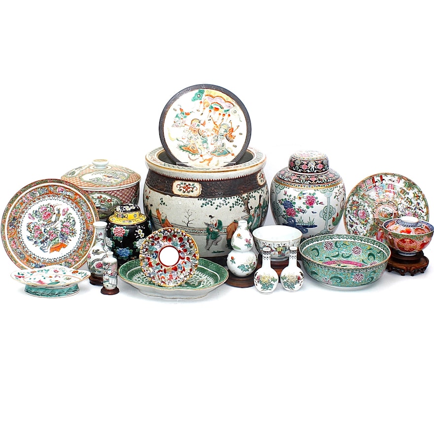 Assortment of Chinese Porcelain Including Antique Import Decor