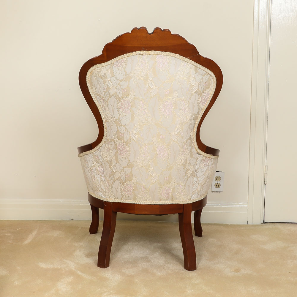 Antique Upholstered and Carved Victorian Parlor Chair