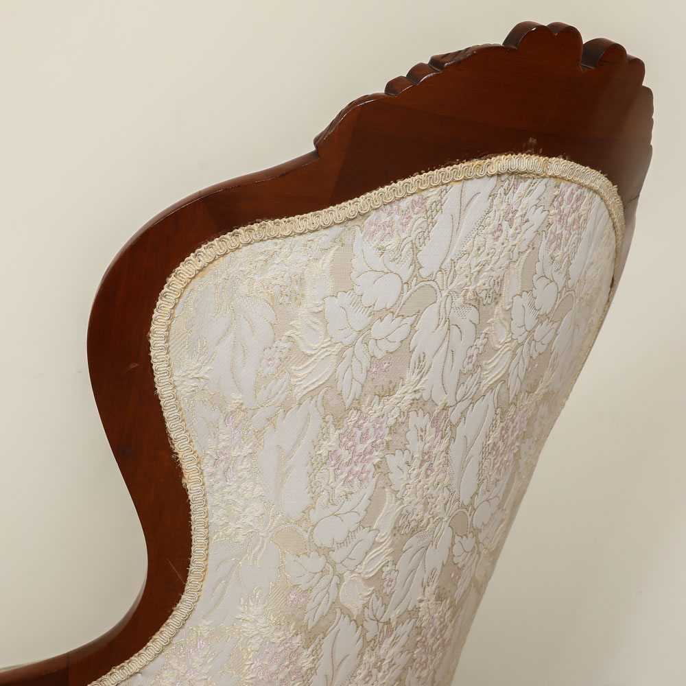 Antique Upholstered and Carved Victorian Parlor Chair