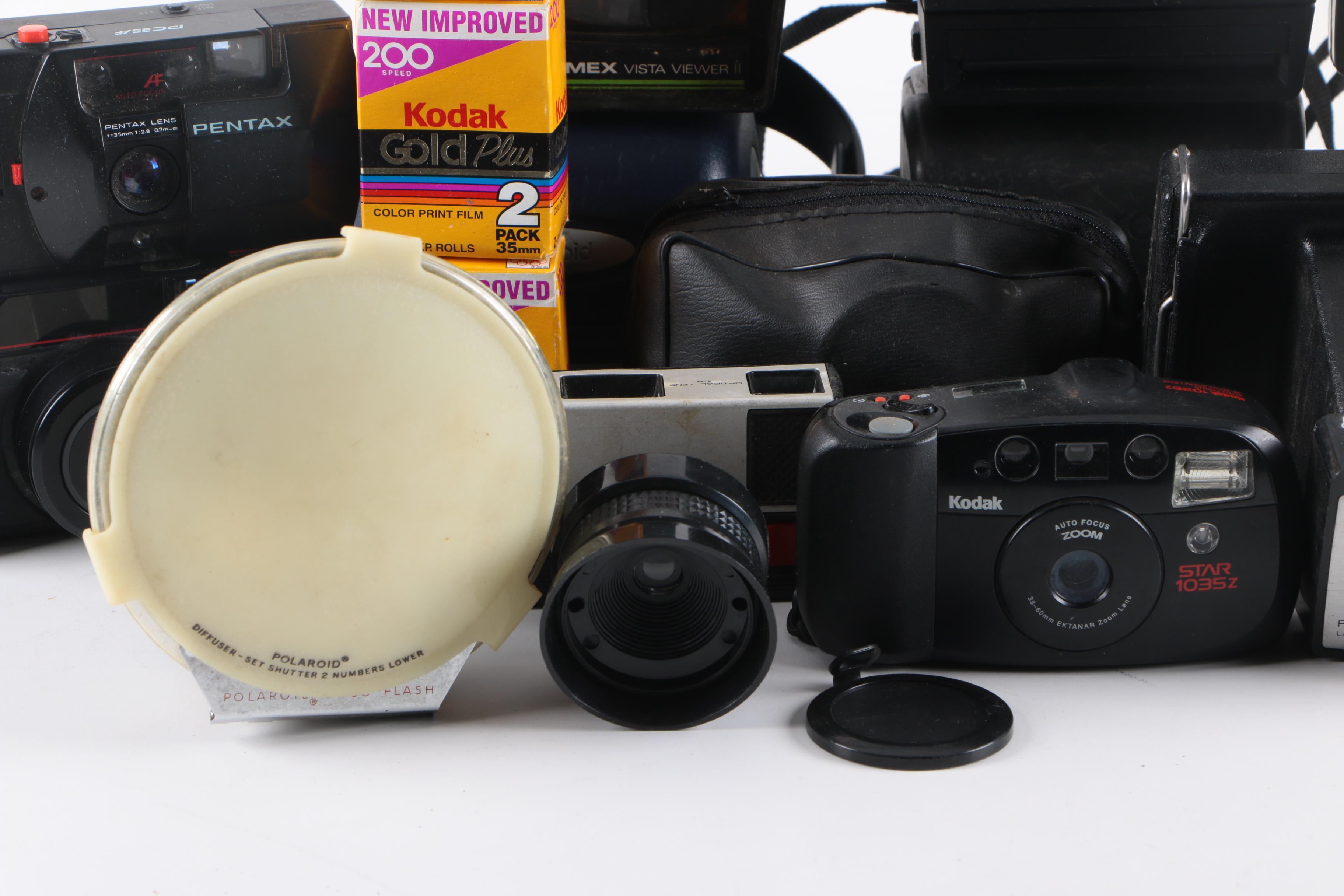 Still Cameras Including Polaroid 600, Square Shooter 2, and Swinger Model 20